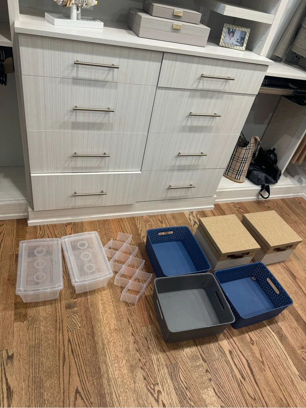 Multi-Pack Blue and Gray Storage Bins - Home Organization Set